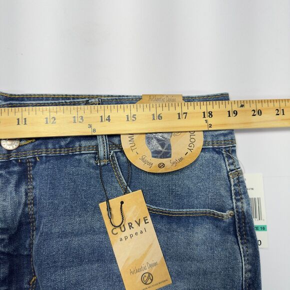 Curve Appeal Jeans High Rise Wide Leg 16/33 Hampton Blue Tummy Tucking Tech NWT - Picture 13 of 16